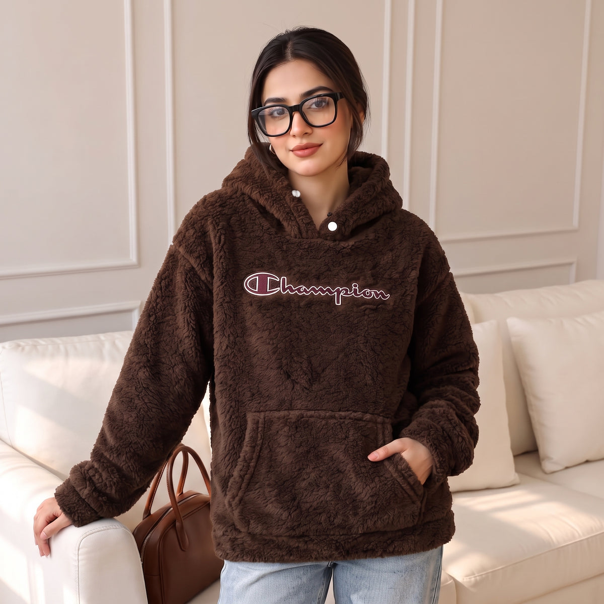 Champion sherpa jacket for ladies (Brown)