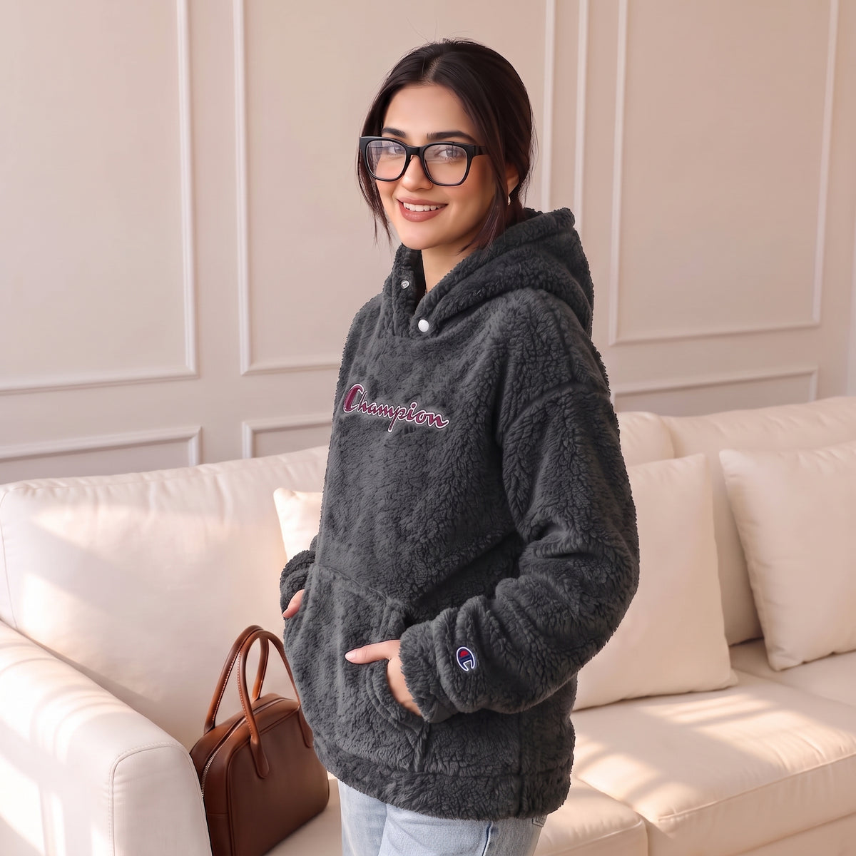 Champion sherpa jacket for ladies (Dark Grey)
