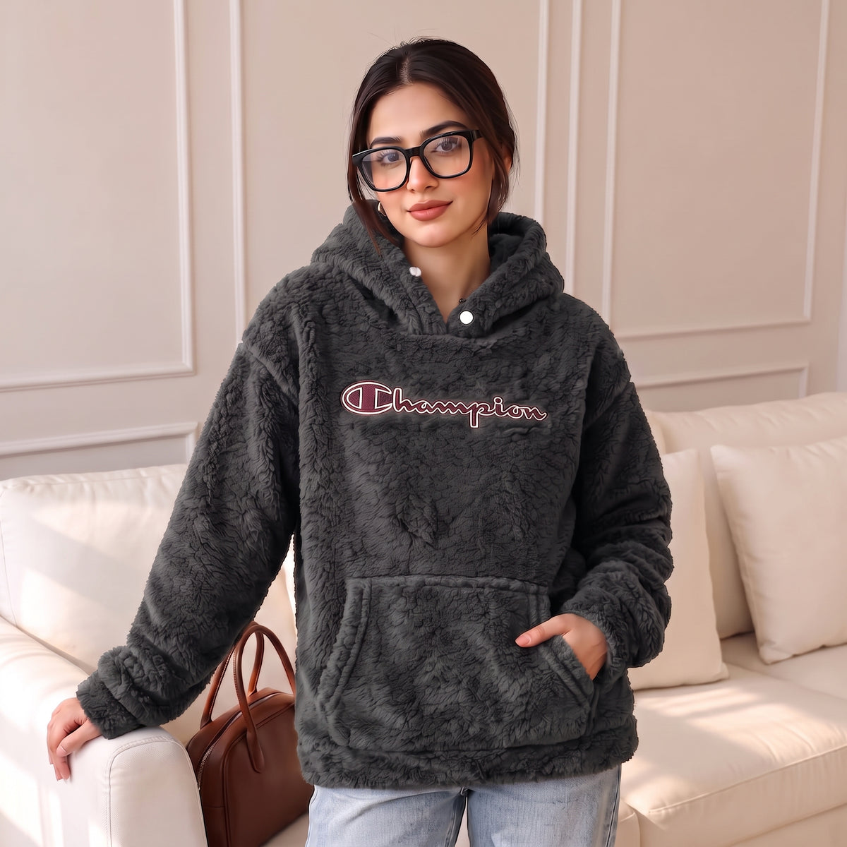 Champion sherpa jacket for ladies (Dark Grey)