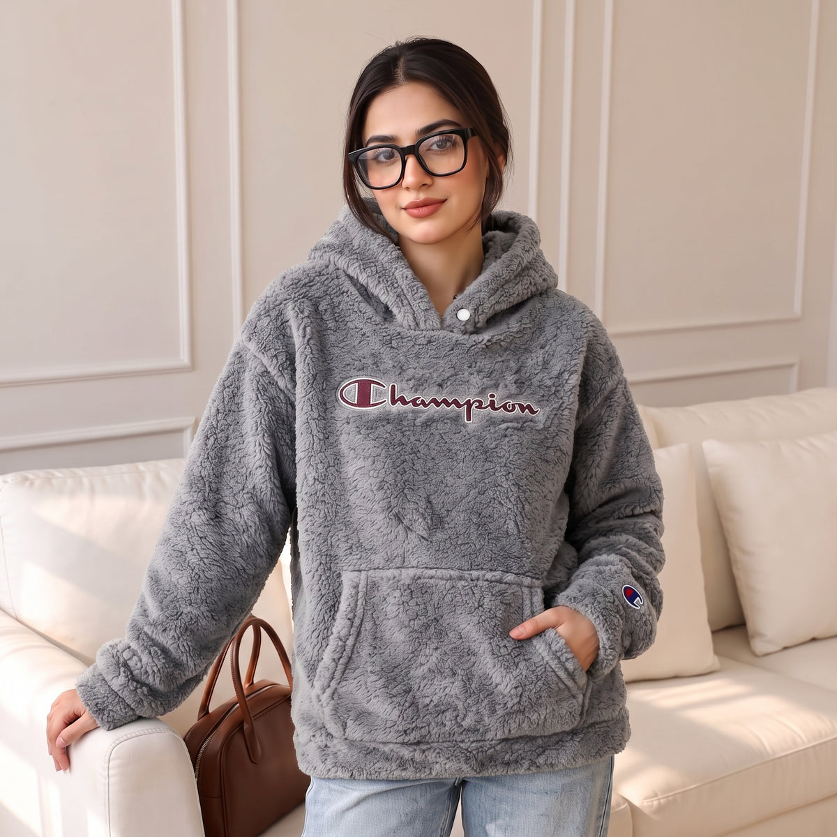 Champion sherpa jacket for ladies (Light Grey)