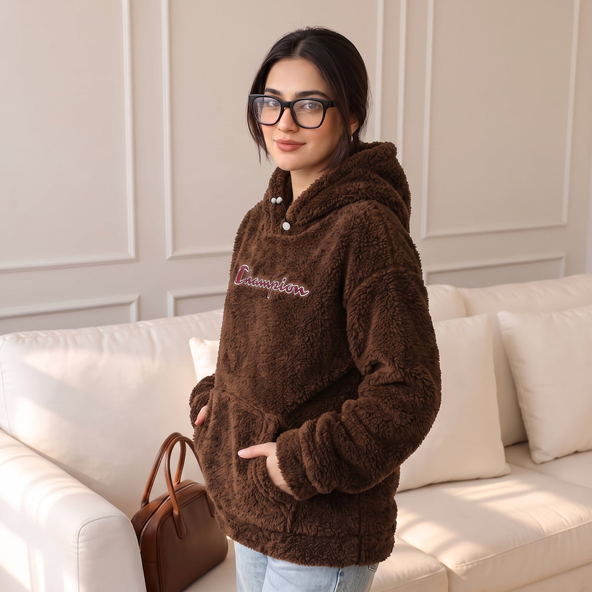 Champion sherpa jacket for ladies (Brown)