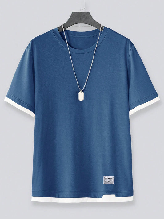 Trim tee for men (Dusty Blue)