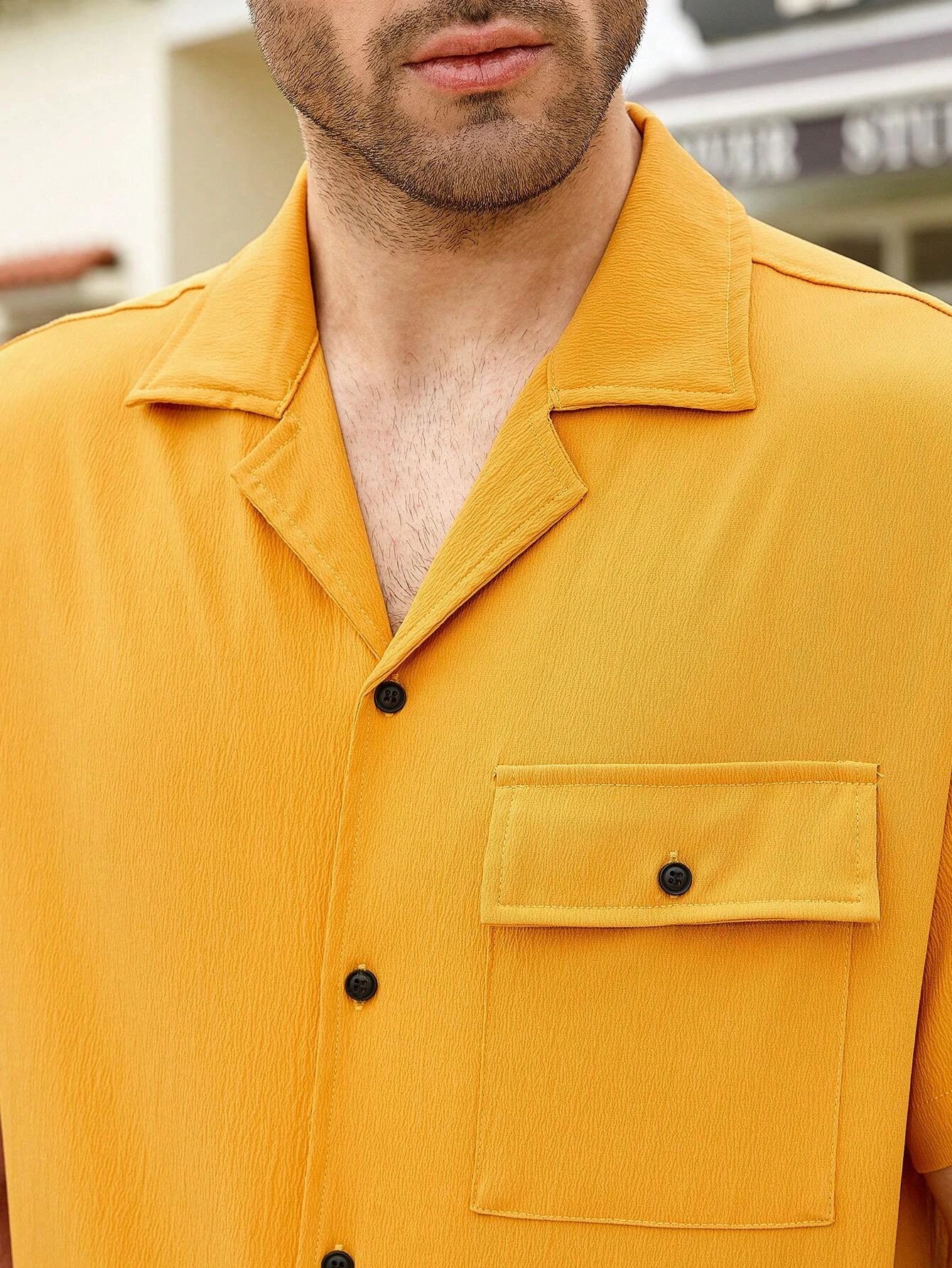 Flap cotton tracksuit- Mastard