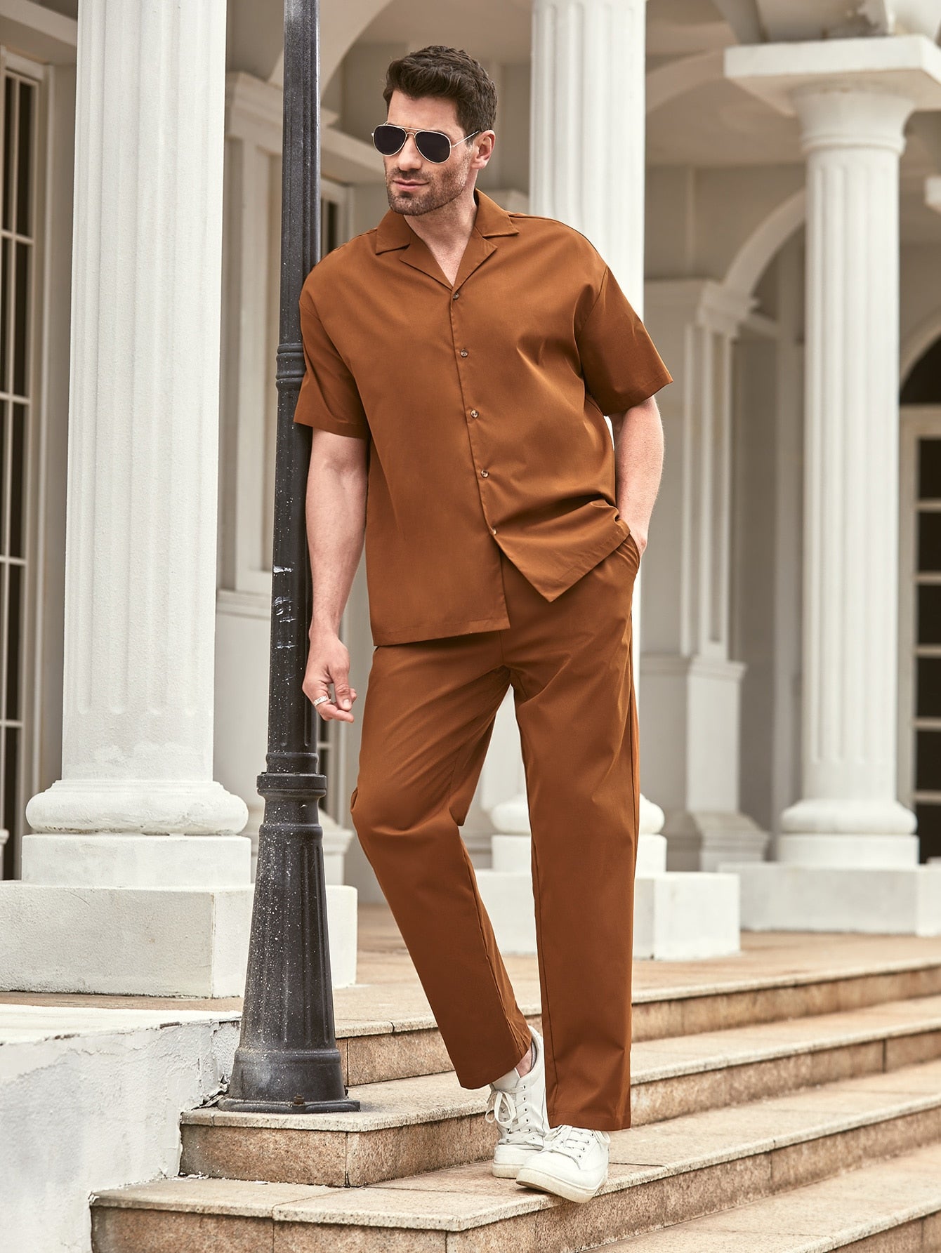 Decent Cuban Collar Tracksuit (Brown)