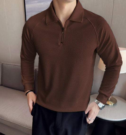 American Style polo shirt (Full Sleeve) - Brown