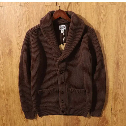 Cardigan Winter Sweatercoat for mens-Coffee Brown