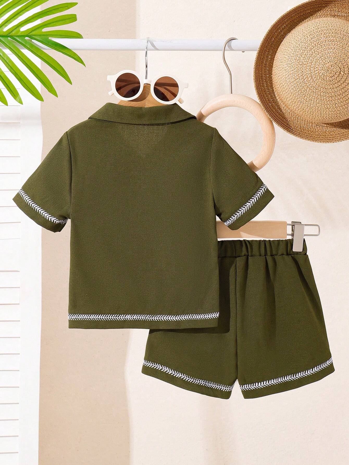 Zoo embroidered 2 piece set (Army Green)