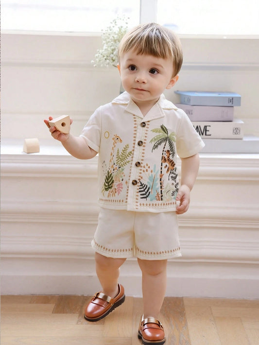 Leaf embroidered 2 piece set