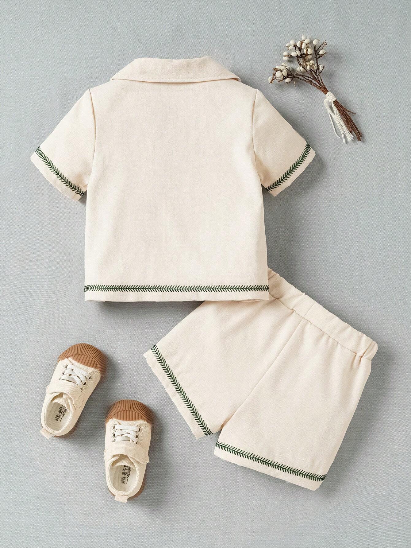 Zoo embroidered 2 piece set (Blue)