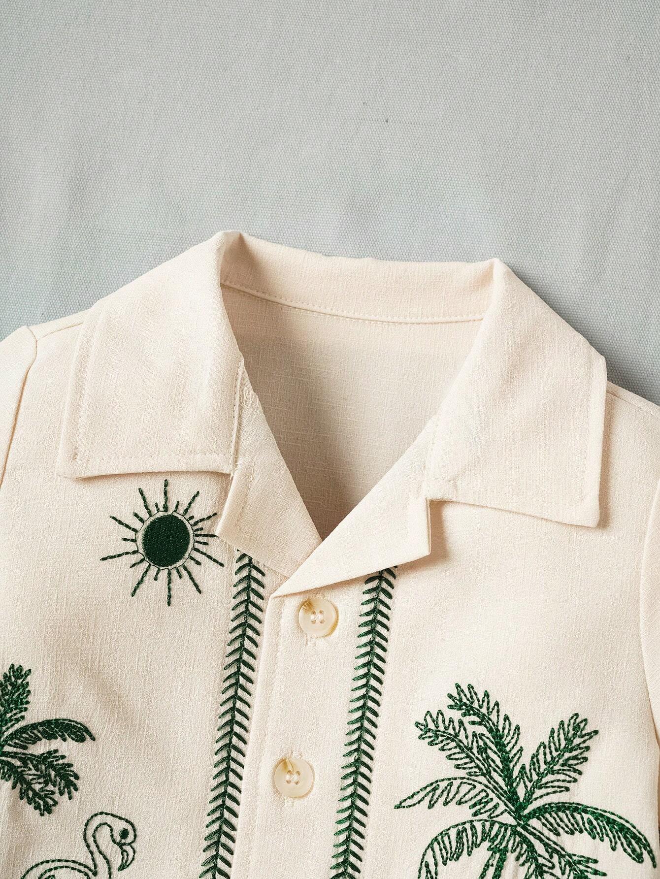 Zoo embroidered 2 piece set (Beige)