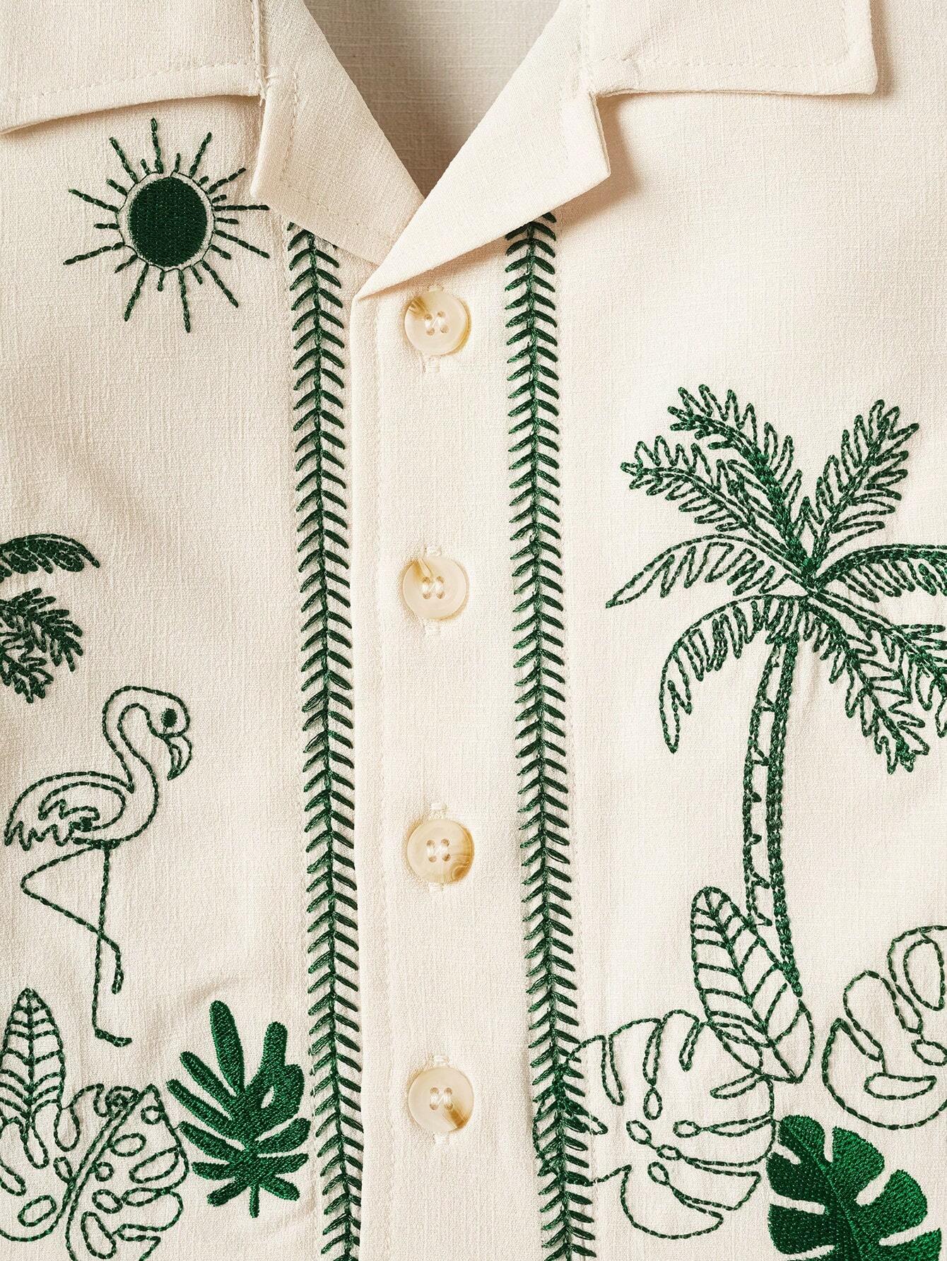 Zoo embroidered 2 piece set (Beige)