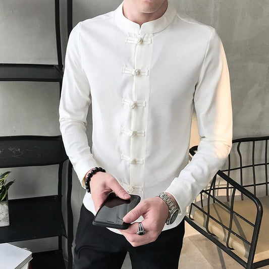 Kung Fu Chinese style shirt-White Full Sleeves