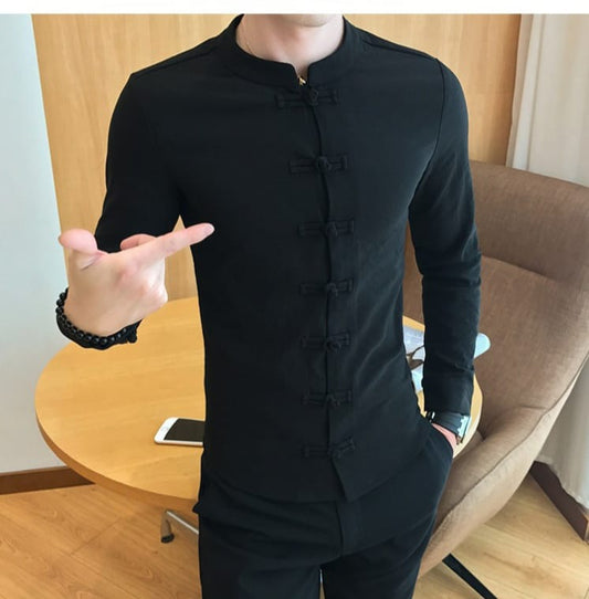 Kung Fu Chinese style shirt-Black Full Sleeves