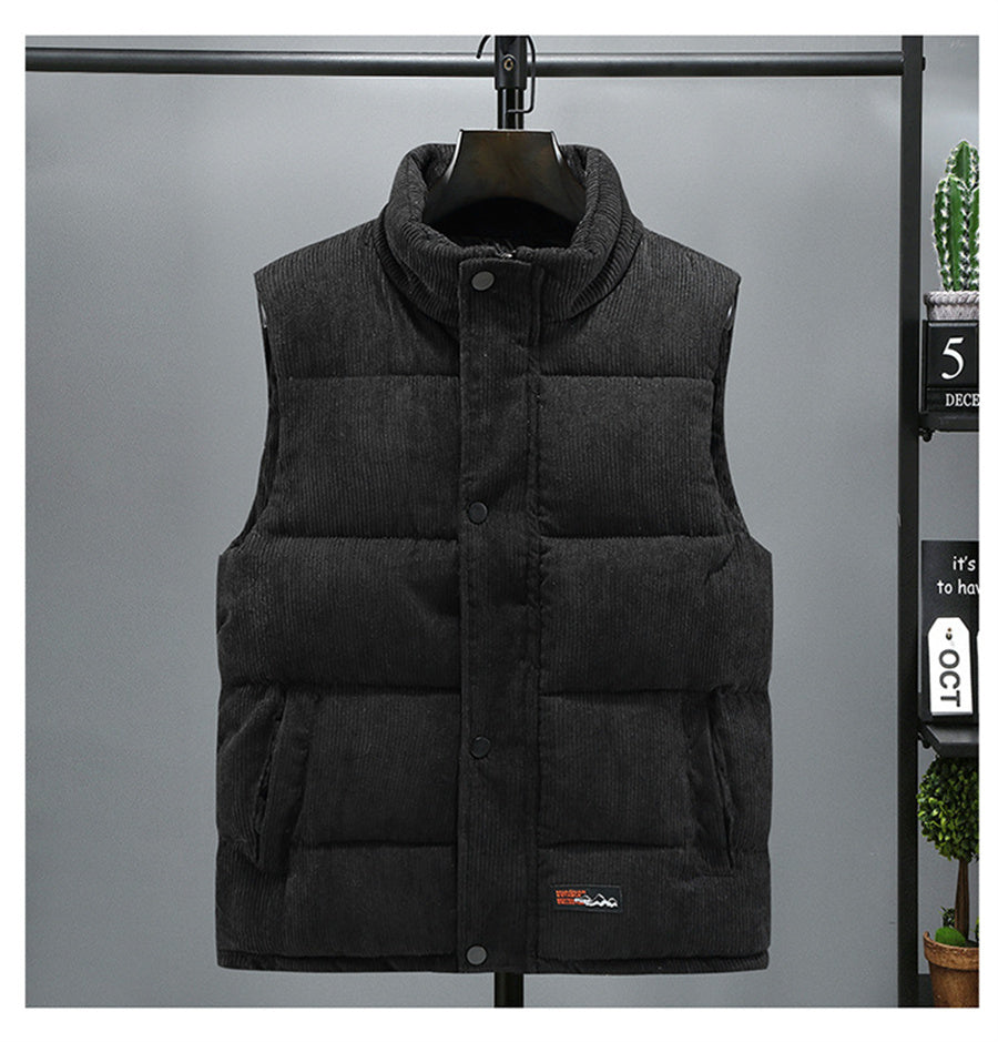 Retro Style Vest Jacket Sleeveless- Black