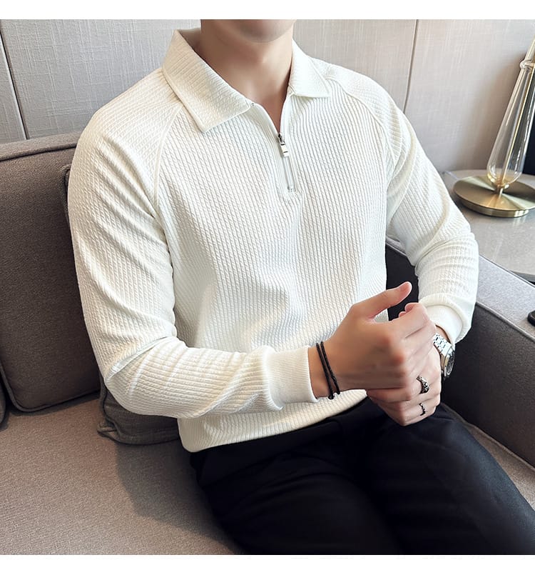 American Style polo shirt (Full Sleeve) - White