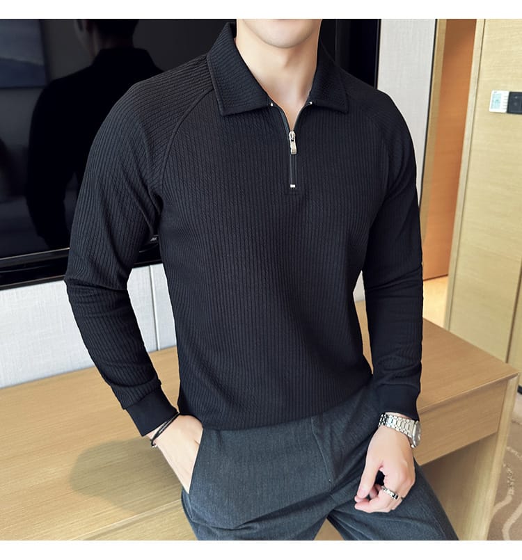 American Style polo shirt (Full Sleeve) - Black