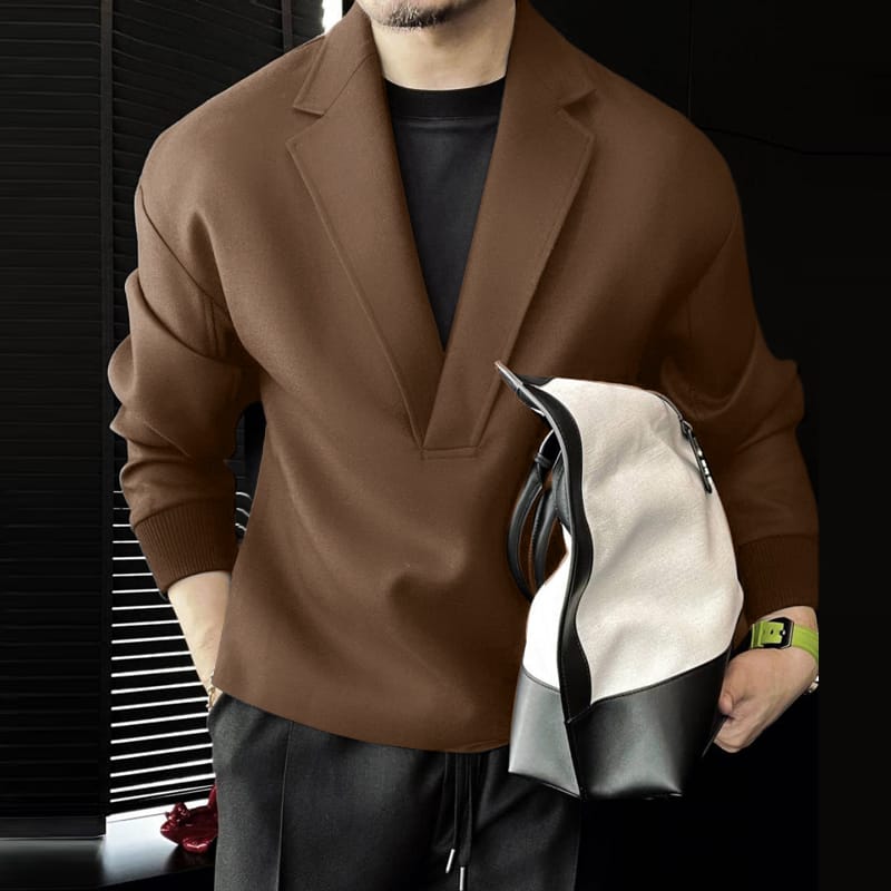 Retro Style Coat collar shirts- Brown