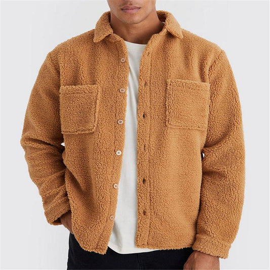 Sherpa Jacket for men- Camel Color Double Patch pocket