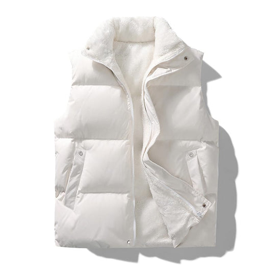 Waistcoat Style Thick Jacket Sleeveless (Furr Inner) - White