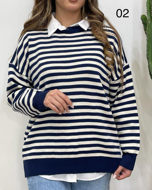 Women Sweatshirts-Dark Blue Lining