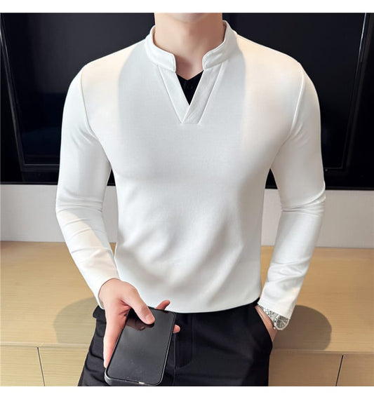 Miami Style V Neck Pullover for Autumn - White