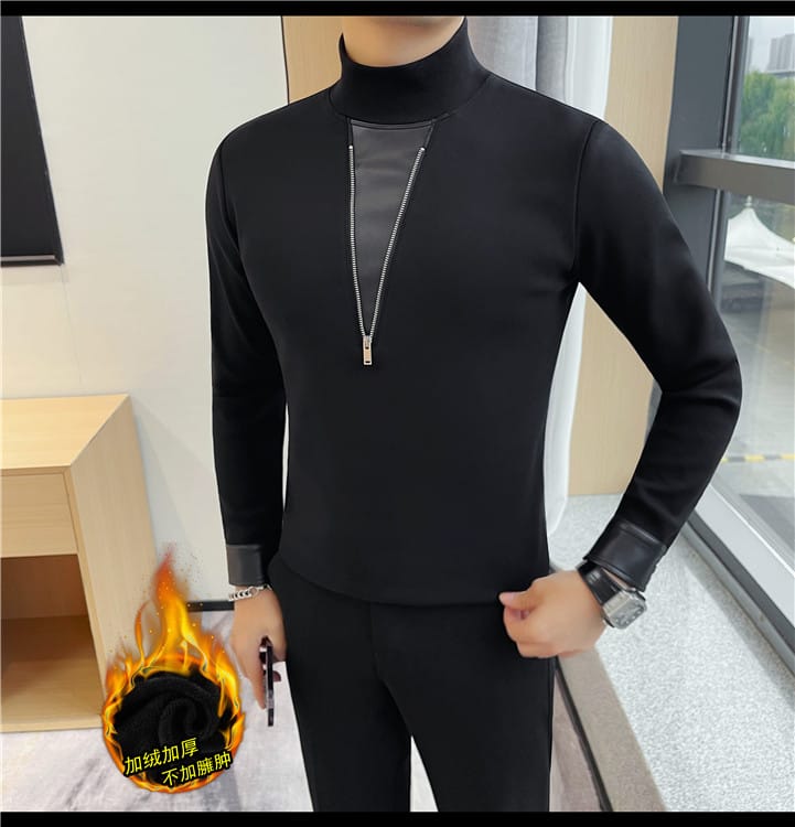 V Zipper Pullover (Full sleeve) - Black