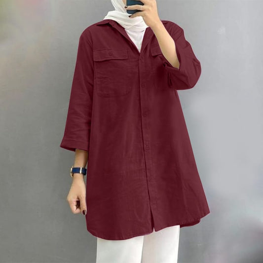 O Neck Shirt for Girls- Mehroon
