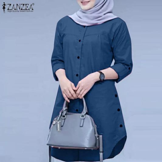 O Neck Shirt for Girls- Blue