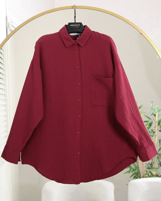 Ladies muslin shirt (Maroon)