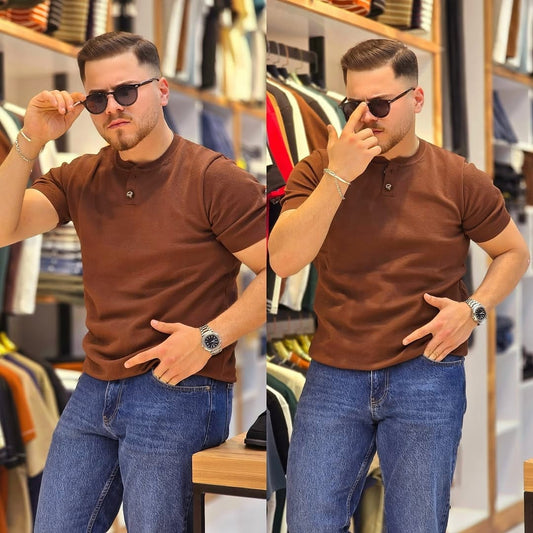 Turkish round neck shirt (Brown)