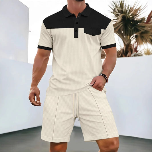 Scot Waffle shorts tracksuit (Beige)