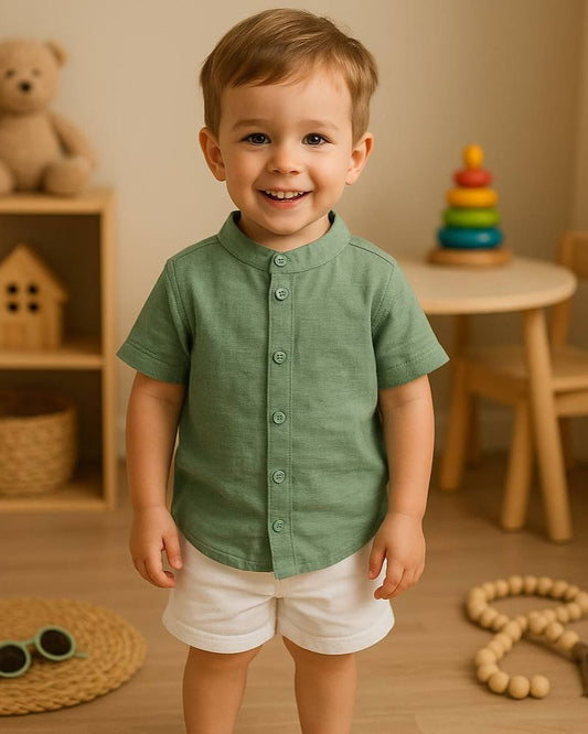 Round neck tracksuit with short (green)