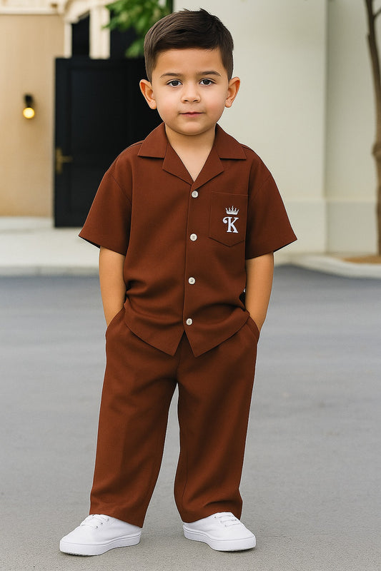 King printed tracksuit for kids & boys (Brown)