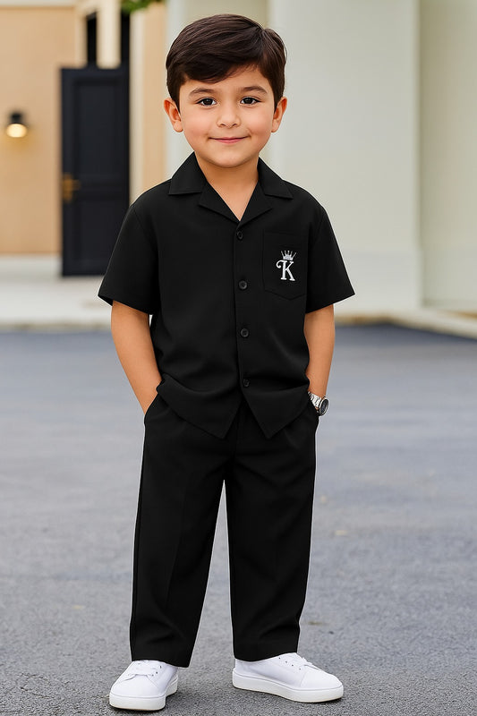 King printed tracksuit for kids & boys (black)