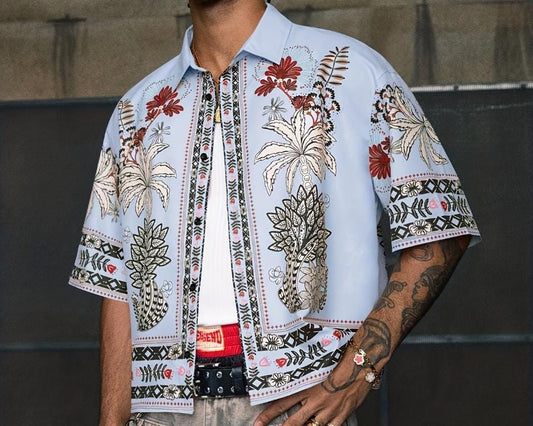 Columbus printed shirt (Light Blue)