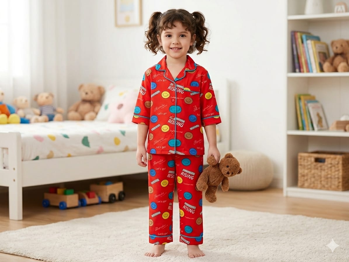 Button-Down Sleepwear Set (Red)