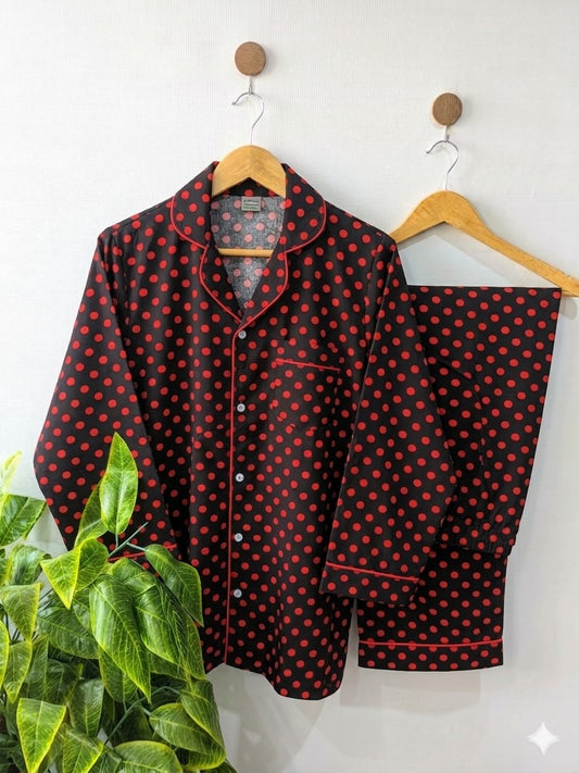 Midnight Ruby Polka Pajama Set