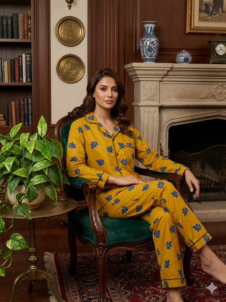 Saffron Maple pajama Set (Mustard)