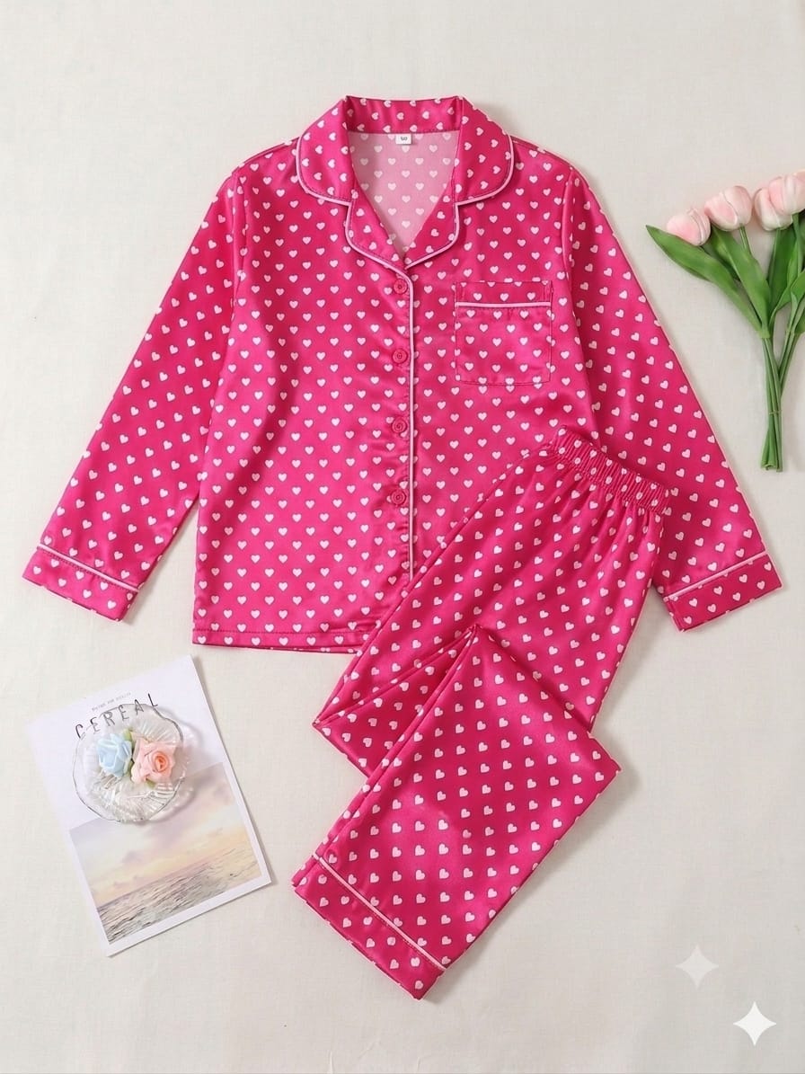 Polka heart pajama set (Pink)