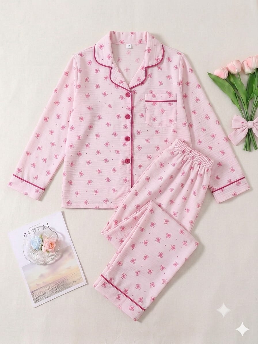 German bow pajama set (Pink)