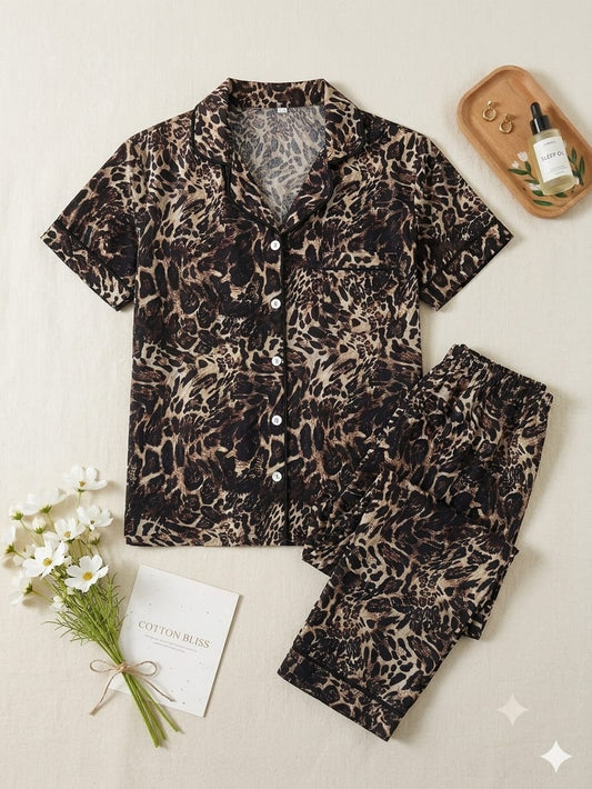 Luxe Leopard Lounge Set (Half Sleeves)