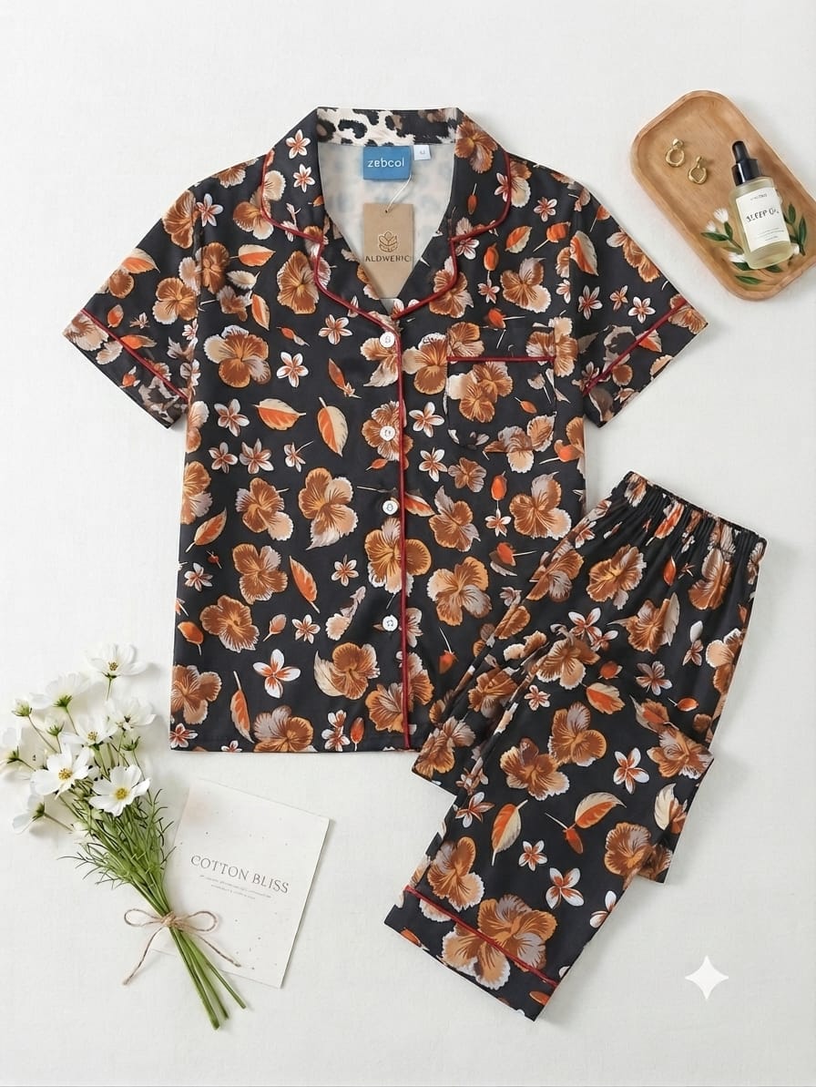 Flora Blossom Pajama set (Black)