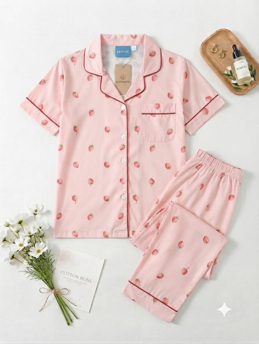 Strawberry pajama set (Half Sleeves)