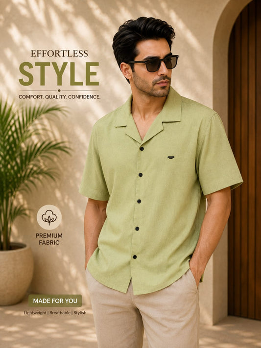 Elite Solid Cuban Shirt (Sage Green)