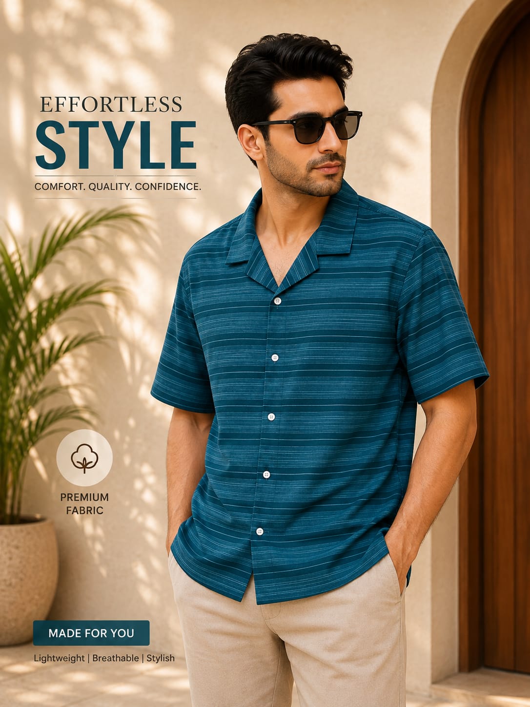 Modern Stripe Casual Shirt (Blue)