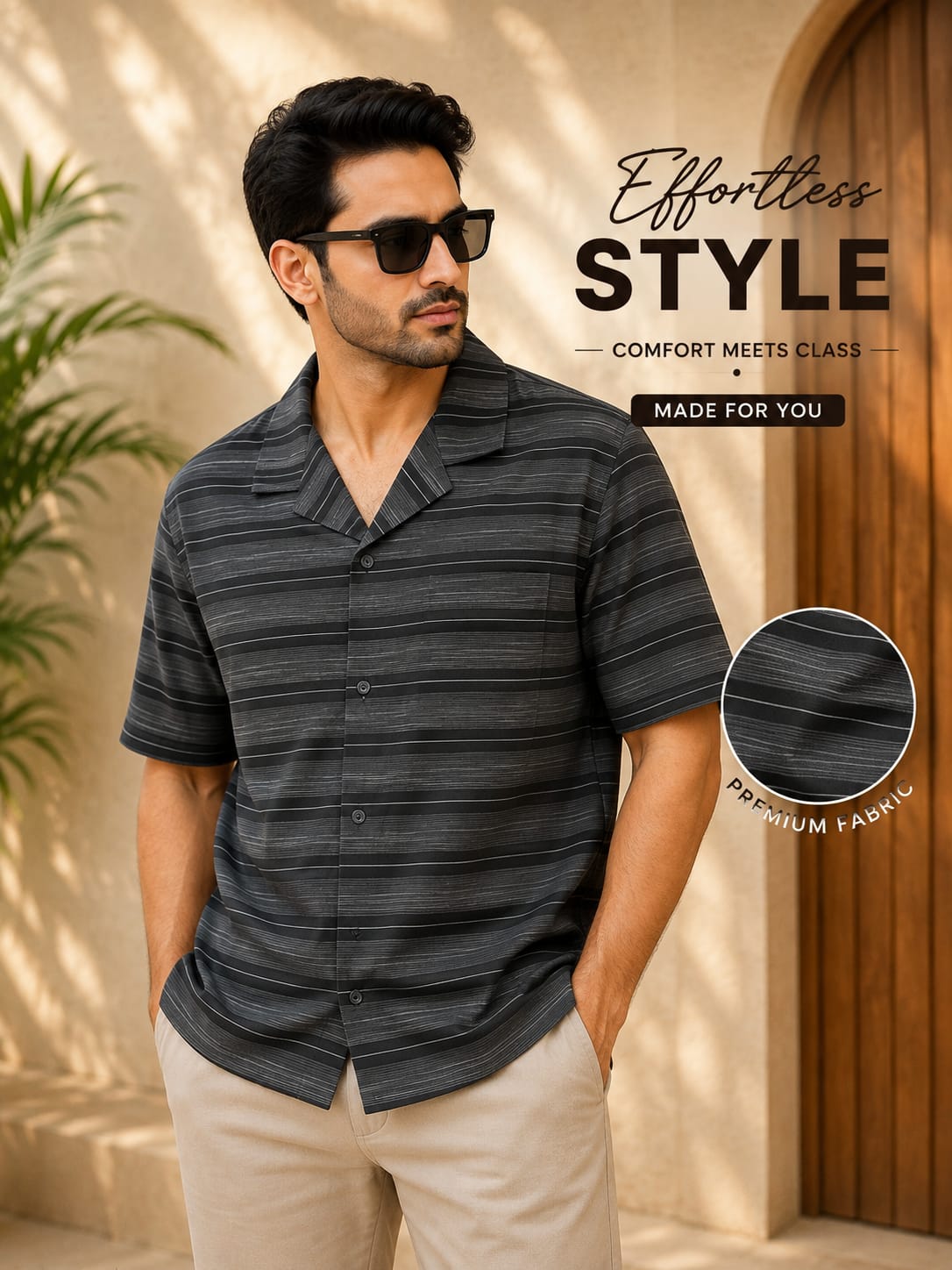 Modern Stripe Casual Shirt (Black)