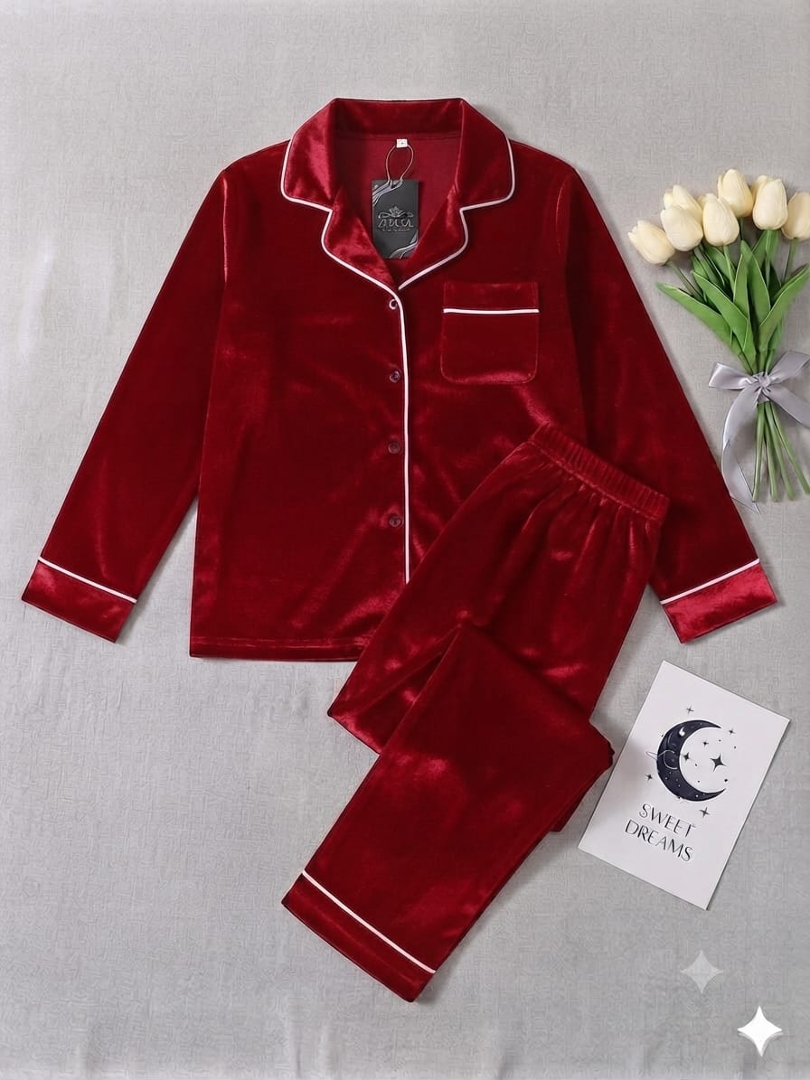 Royal Comfort Pajama Set (Maroon)