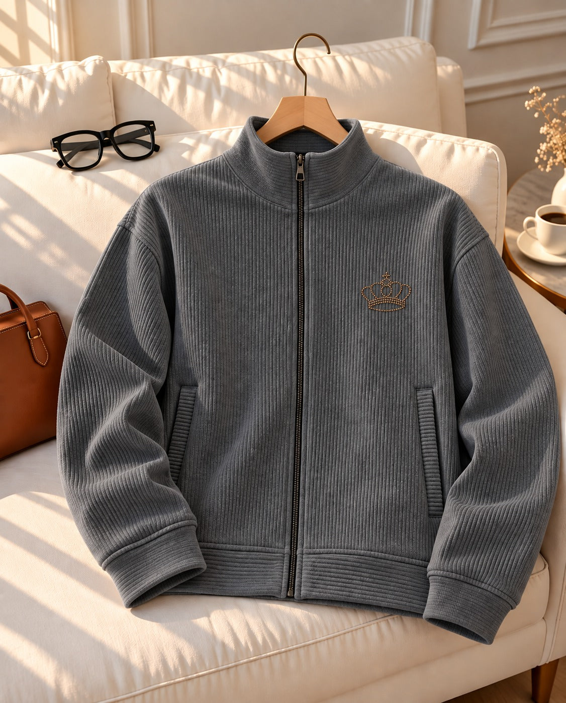 Royal Crown Textured Jacket for ladies (Grey)
