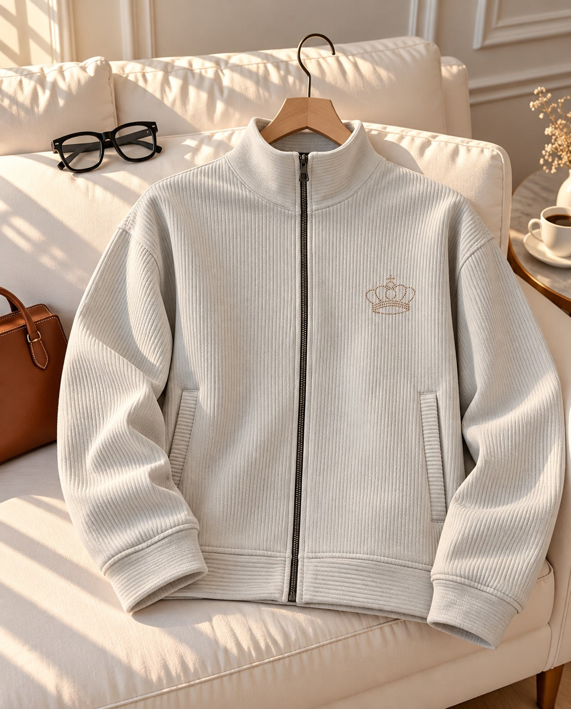 Royal Crown Textured Jacket for ladies (Off White)