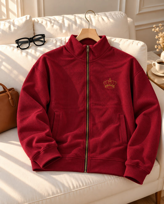 Royal Crown Textured Jacket for ladies (Maroon)